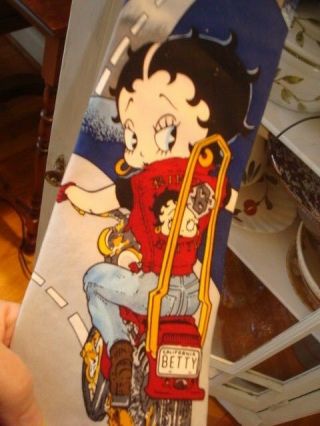 Vintage Betty Boop On A Motorcycle Silk Tie “biker Betty” By Beans Mcgee 1994