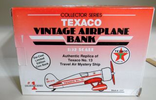 Wings Of Texaco 1992 No.  13 Travel Air Mystery Ship Die Cast Metal Bank Nib