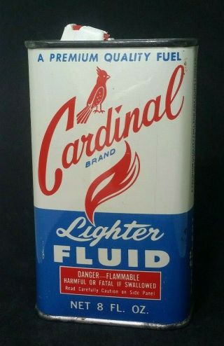 Sweet Vintage Cardinal Brand Lighter Fluid Metal Tin Can Empty No Upc Premium