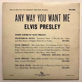 ELVIS PRESLEY Any Way You Want Me VG,  /VG,  EPA - 965 Rare 1956 Beauty 5