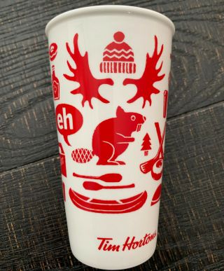 Tim Hortons 2018 Travel Mug Limited Edition Red Eh Canadian 12 Oz