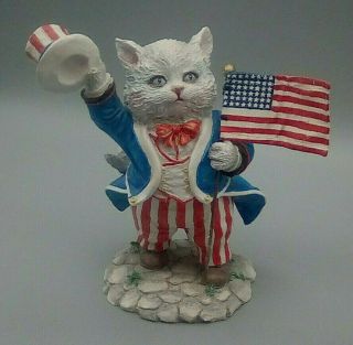 Hamilton/evelyn Gathings Victorian Cats Uncle Sam Patriotic Cat Fig.  4th Of July