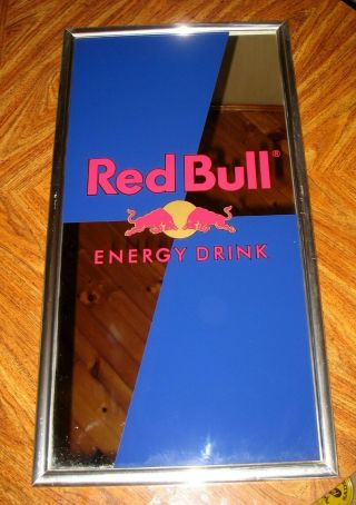 Red Bull Energy Drink Mirror Sign Man Cave Advertising