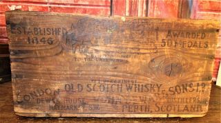 Antique Primitive Vintage Wood Wooden Bar Crate Box London Whiskey Dewar House