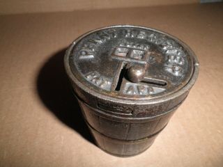 Great Old Cast Iron Penny Register Pail Still Bank,  Kyser & Rex C.  1889