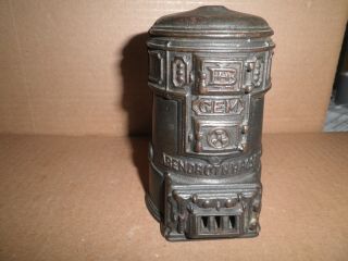 Great Old Cast Iron " Gem " Heater Still Bank,  Abendroth Bros.  C.  1930 