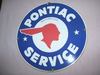 Old Pontiac Authorized Service Porcelain Round Sign Ande Rooney Dated