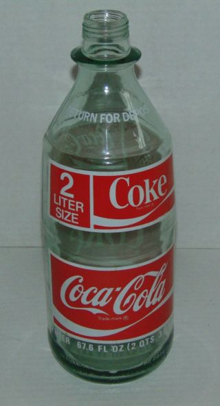 Vintage 70s 80s Coca - Cola 2 Liter Glass Bottle Coke