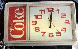 Vintage Coca Cola Enjoy Coke Plastic Wall Clock Sign Display White Red