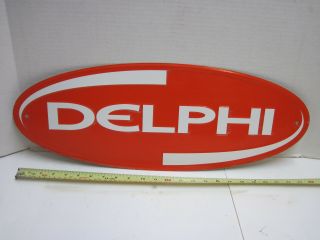 Tin Sign Delphi Technologies Oval Embossed Automotive Gm Racing 24x9 " Car Truck
