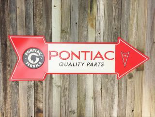 Pontiac Service 27 " Arrow Metal Tin Sign Large Vintage Style Garage Man Cave
