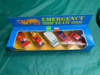 Hot Wheels Mattel Vintage 1987 Blackwall Emergency Team 5 Car Gift Pack Nib