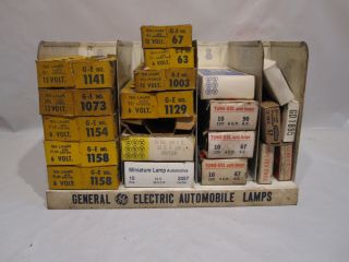 Vintage General Electric Automobile Lamps Display And Bulbs Tung - Sol And More