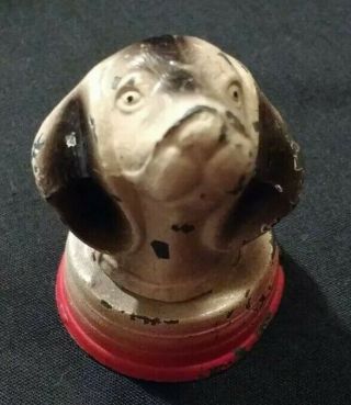 Vtg Beagle Dog Head Metal Measuring Tape String Holder Sewing Paint Rare Figure 2
