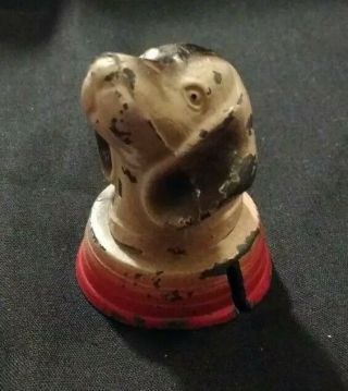 Vtg Beagle Dog Head Metal Measuring Tape String Holder Sewing Paint Rare Figure 4