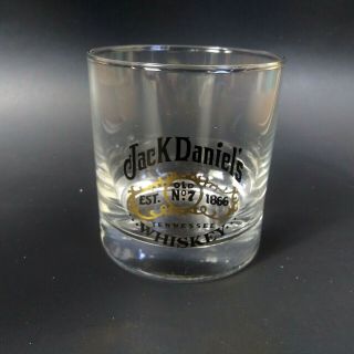 Jack Daniels Old No.  7 Black Gold Logo Rocks Lowball Old Fashioned Whiskey Glass