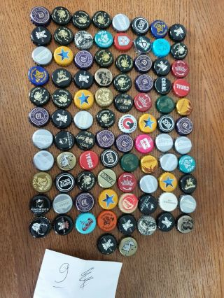 90x Beer Bottle Crown Caps Tops Various Designs.  Collectable Crafts.  9