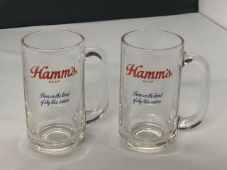 Set Of 2 Vintage Hamm’s Beer 5 1/2” Mugs Glasses Hamms Stein