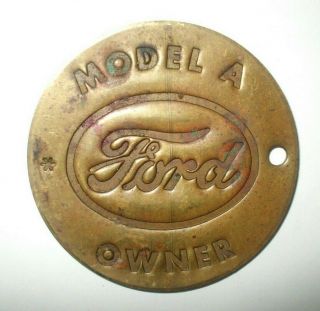 Vintage Ford Model A Owners Key Chain Tag - Brass