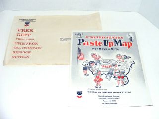 Vtg 1961 Chevron Oil Company Childs United States Paste Up Map Mip Gas Station