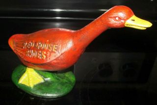 Vintage Red Goose Shoes Advertising Cast Iron Sign Boots Store Bank Still Piggy