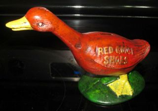 Vintage Red Goose Shoes Advertising Cast Iron Sign Boots Store Bank Still Piggy 3