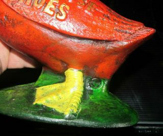 Vintage Red Goose Shoes Advertising Cast Iron Sign Boots Store Bank Still Piggy 6