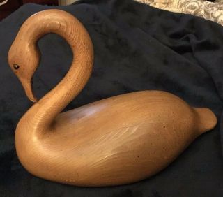 Large Wooden Swan Goose Vintage Wood Teak ?