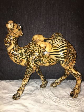 Unique La Vie Safari African Patchwork 9.  5 " Camel Figurine W/zebra Tiger Cheetah