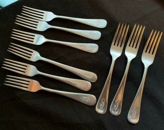 Vintage Ford Motor Company Cafeteria/ Dining Room Stainless Set Of 9 Forks