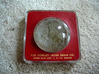 Conley Ross Grain Co Denver - Antique Advertising Glass Magnifying Paperweight