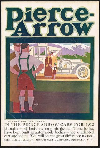1912 Vintage Pierce Arrow Touring Landau Car Louis Fancher Art Print Ad