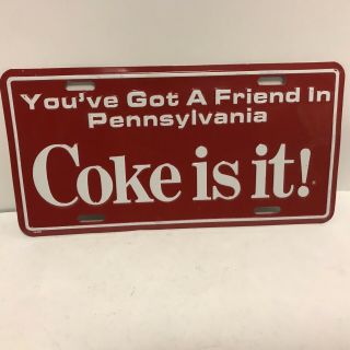 Vintage 1960’s Coca Cola Coke Is It Sign License Plate Pennsylvania Nos Rare