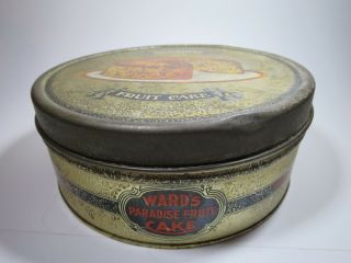 Vintage Wards Paradise Fruit Cake Advertising Tin Ward Baking Co 1920s