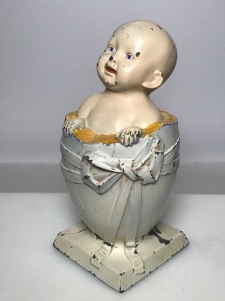 Antique Baby In An White Egg Bank Art Metal Lv Aronson Rare 1924