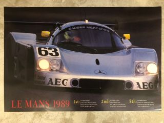 1989 Mercedes Benz Sauber Le Mans Race Car Winning Poster Rare Awesome
