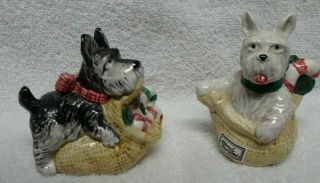 Scotty Scottie Dog And Westie In Christmas Sack Salt And Pepper Shakers