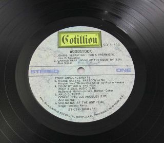 Woodstock 3 Record Set Vinyl LP 1970 Cotillion SD 3 500 VG, 4