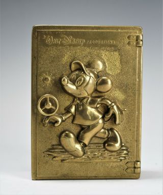 Vintage Walt Disney Productions Micky Mouse Brass Dime Coin Piggy Bank