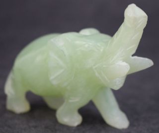 Vintage Chinese Export Carved Jade Jadeite Trunk Up Good Luck Elephant Figurine