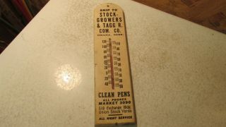Antique Wood Thermometer Stock Growers Livestock Commission Omaha Nebraska