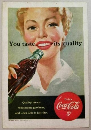 1951 Print Ad Coca - Cola Soda Pop Pretty Lady Drinks Bottle Of Coke