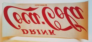 Vintage Drink Coca Cola Slide Decal For Coke Machines 9 " X 23 "