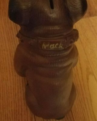 RARE1970s Mack Truck Bulldog Hard Plastic Piggy Bank Bull Dog Figural w/ Stopper 4
