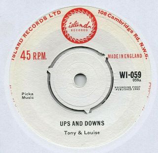 Tony & Louise - Ups And Downs 7 " 45 Vinyl Rare 1962 Uk Island Ska Tomas Brixton