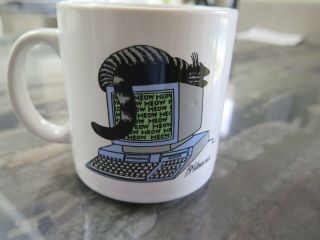 Vintage 80s B Kliban Cat Computer Mouse Coffee Cup Mug Meow Euc