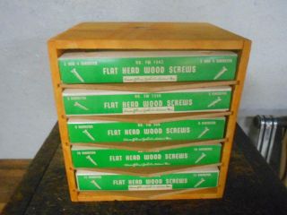 Rare Vintage Sharon Bolt & Screw Co.  5 Drawer Display Cabinet 5 Boxes Nos (d)