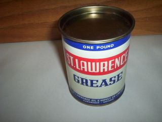 Vintage St.  Lawrence Grease 1lb Gananoque Ontario Grease Oil Can Tin (empty)