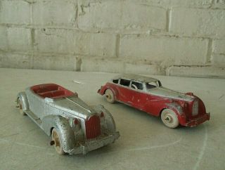 Vintage Red And Gray/ Silver Hubley Kiddie Toy Cars 1 Sedan & 1 Convertible