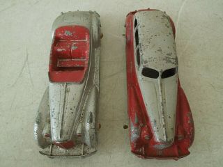 Vintage Red and Gray/ Silver Hubley Kiddie Toy Cars 1 Sedan & 1 Convertible 2